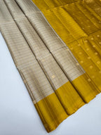VSM531 - beige color body , yellow color pallu , blouse.