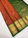 VSM533 - rust orange color body , green color pallu , blouse.