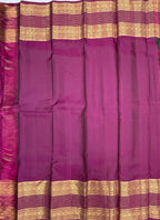 VSM535 - yellowish green color body , purple color pallu , blouse.
