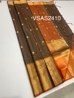 VSAS1410 - brown color body, orange color pallu , blouse.