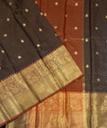 VSAS1410 - brown color body, orange color pallu , blouse.