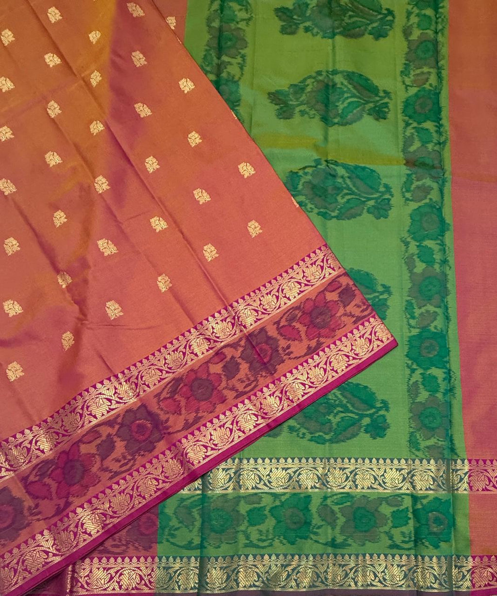 VSAS1434 - dual pink color body, green color pallu , blouse.