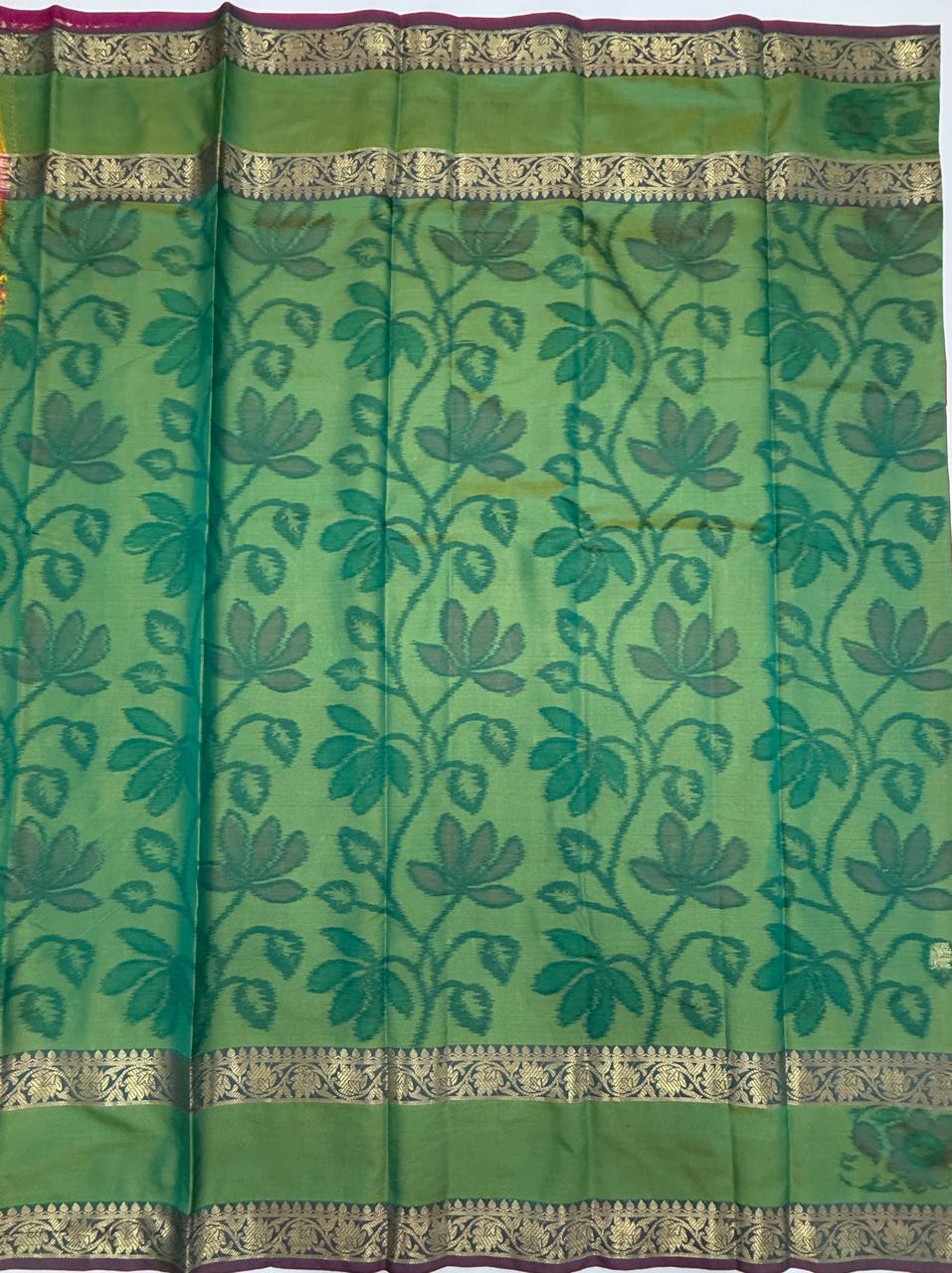 VSAS1434 - dual pink color body, green color pallu , blouse.