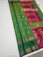 VSAS1436 - dual green color body, dual pink color pallu , blouse.
