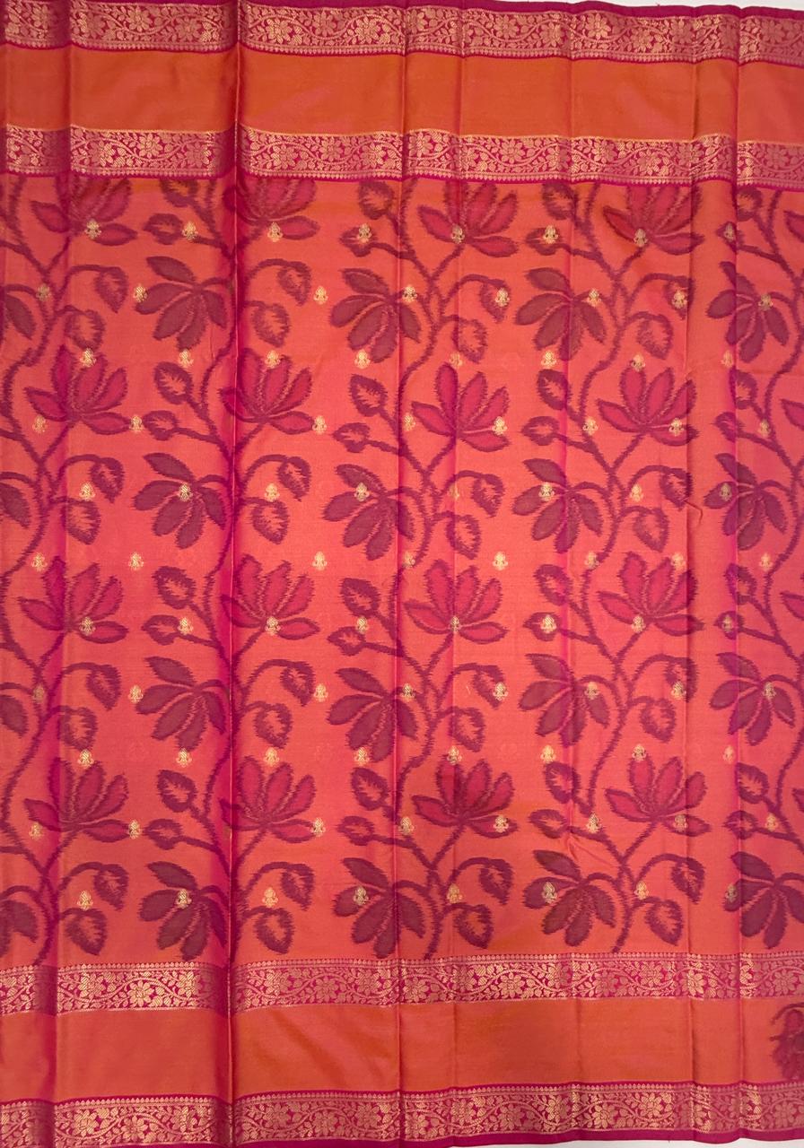 VSAS1444 - honey brown color body, pinkish orange color pallu , blouse.