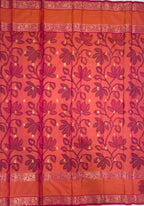 VSAS1444 - honey brown color body, pinkish orange color pallu , blouse.