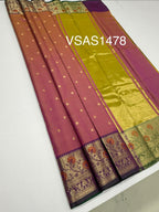 VSAS1478 - dual pink color body, mehandi green color pallu , blouse.