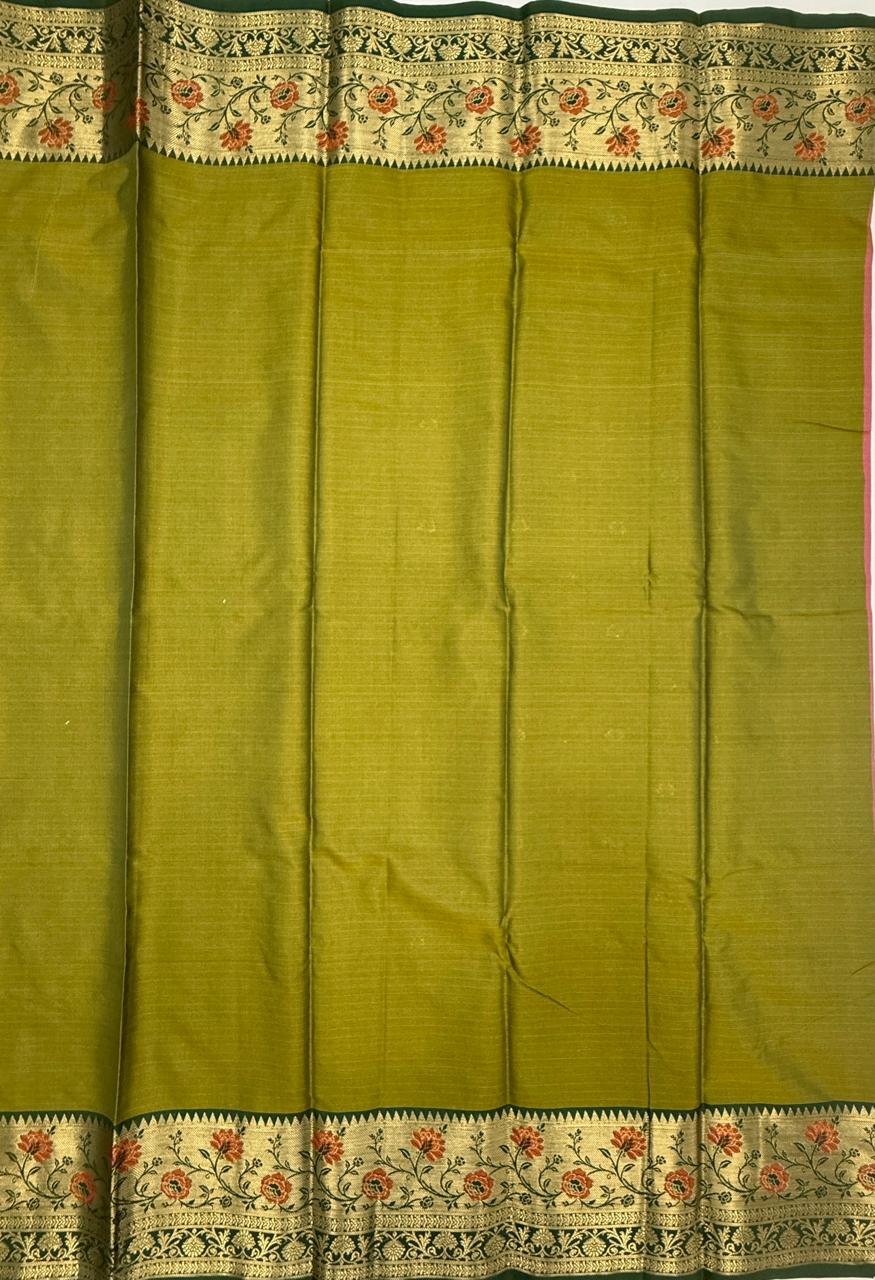VSAS1478 - dual pink color body, mehandi green color pallu , blouse.