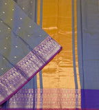 VSAS1479 - dual blue color body, pinkish orange color pallu , blouse.