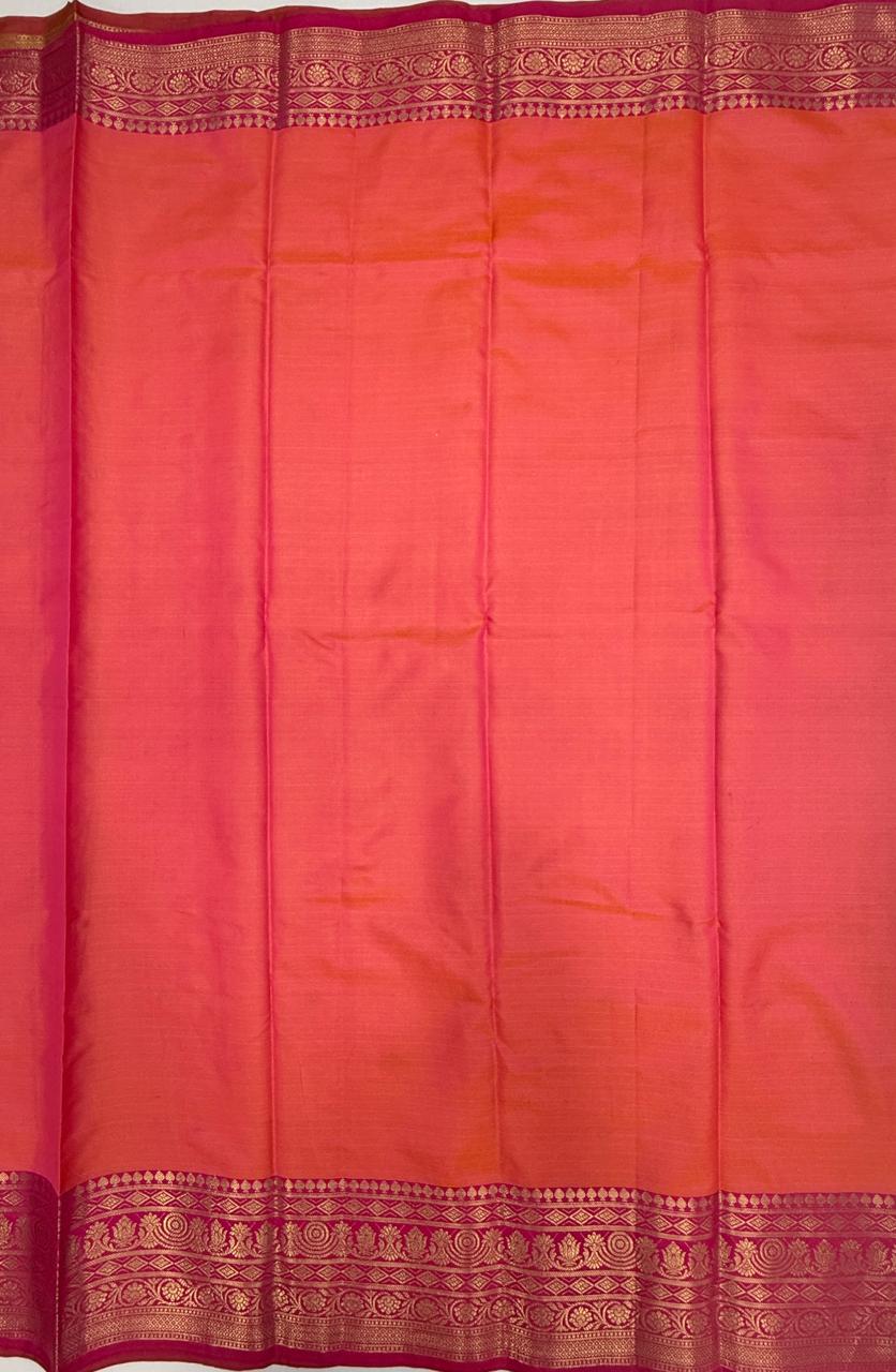 VSAS1480 - honey brown color body, pinkish orange color pallu , blouse.