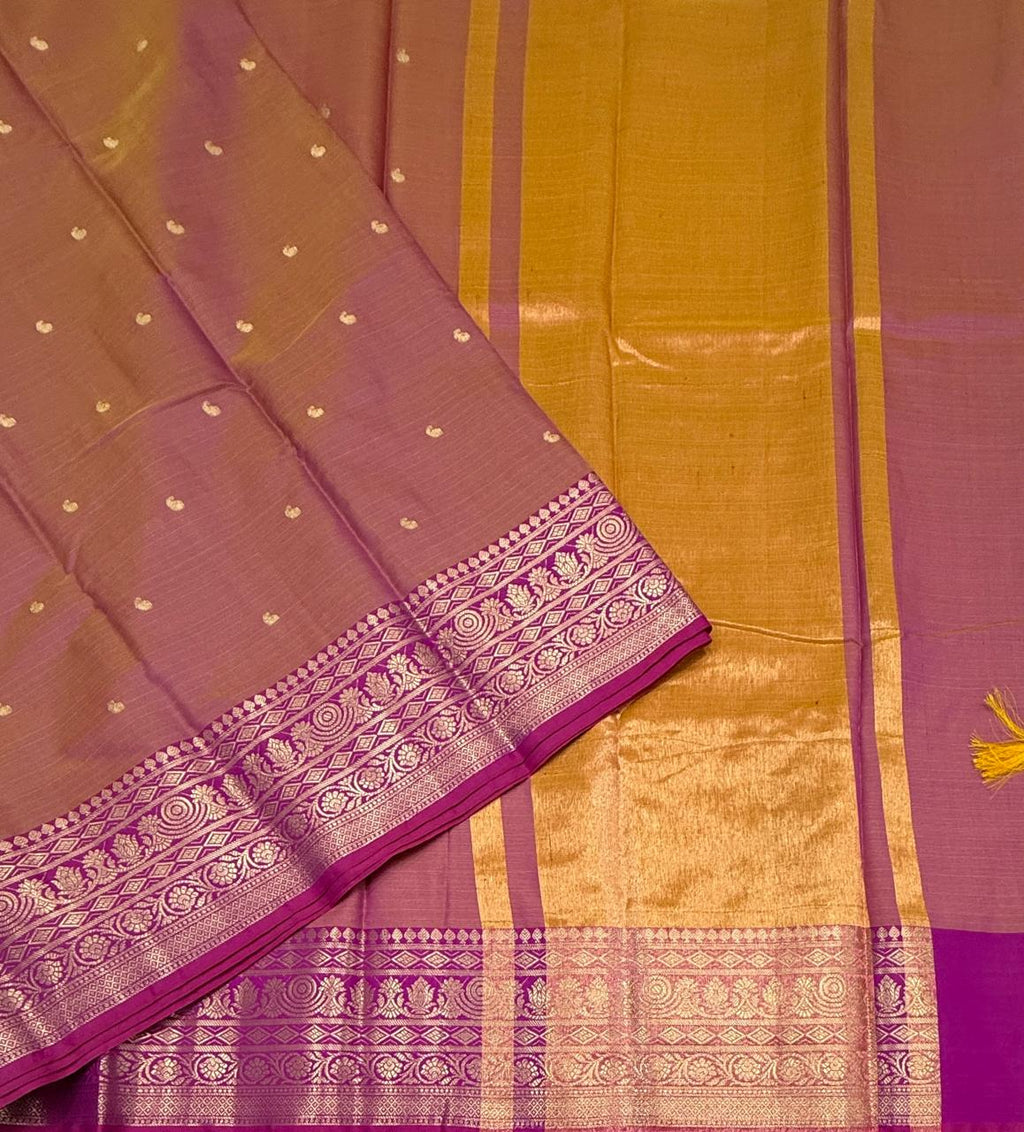 VSAS1482 - dual pink color body, pinkish orange color pallu , blouse.
