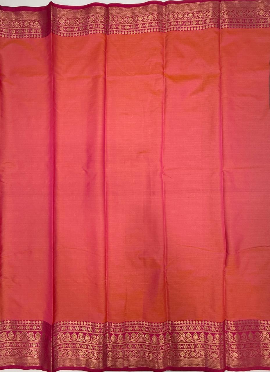 VSAS1482 - dual pink color body, pinkish orange color pallu , blouse.