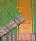 VSAS1483 - dual green color body, pinkish orange color pallu , blouse.