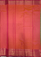 VSAS1483 - dual green color body, pinkish orange color pallu , blouse.