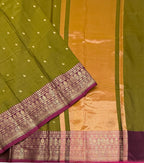 VSAS1484 - mehandi green color body, pinkish orange color pallu , blouse.