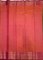 VSAS1484 - mehandi green color body, pinkish orange color pallu , blouse.