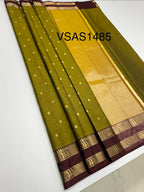 VSAS1485 - mehandi green color body, honey brown color pallu , blouse.