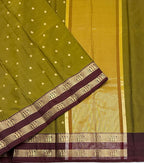 VSAS1485 - mehandi green color body, honey brown color pallu , blouse.