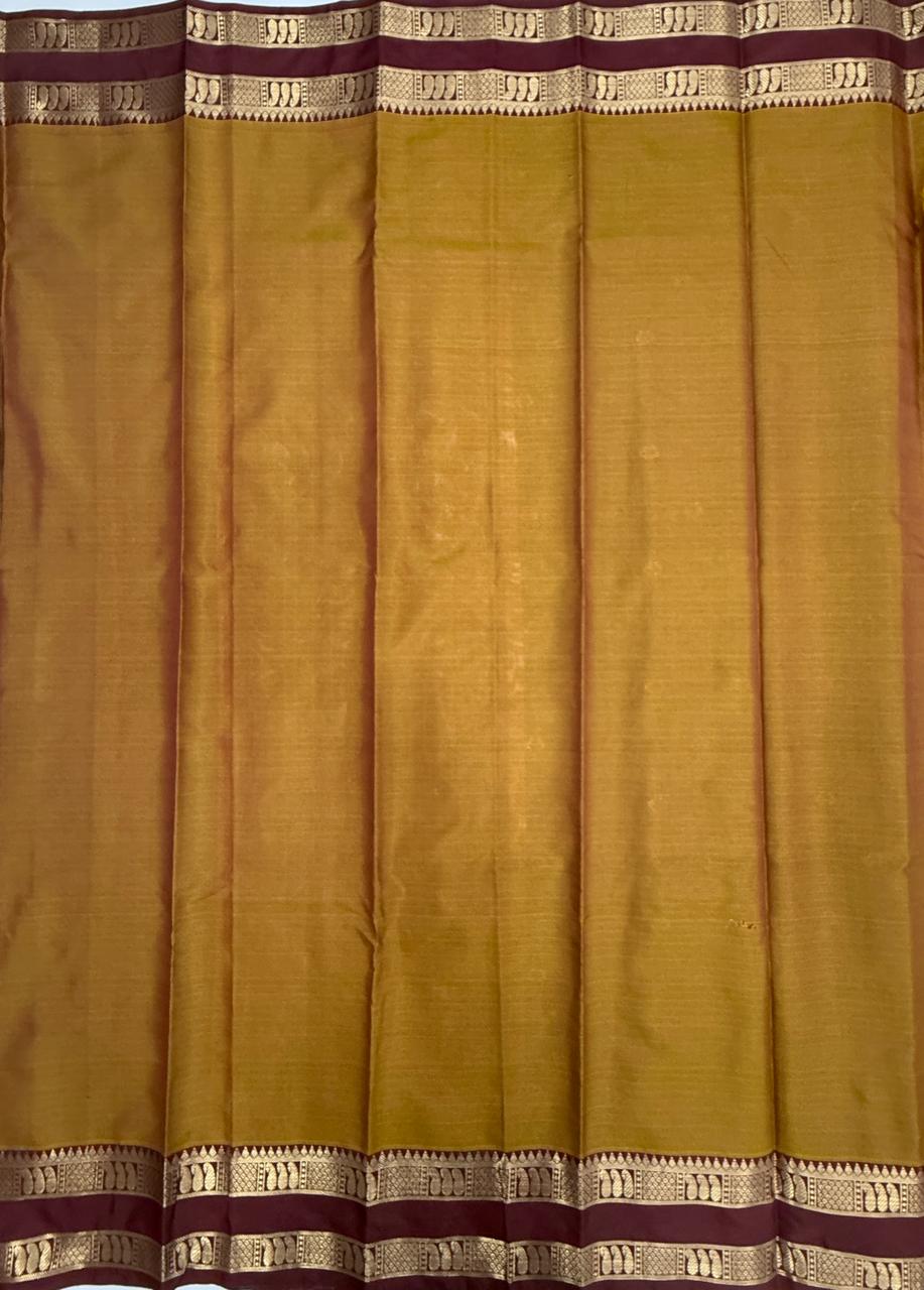 VSAS1485 - mehandi green color body, honey brown color pallu , blouse.