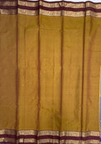 VSAS1488 - dual blue color body, honey brown color pallu , blouse.
