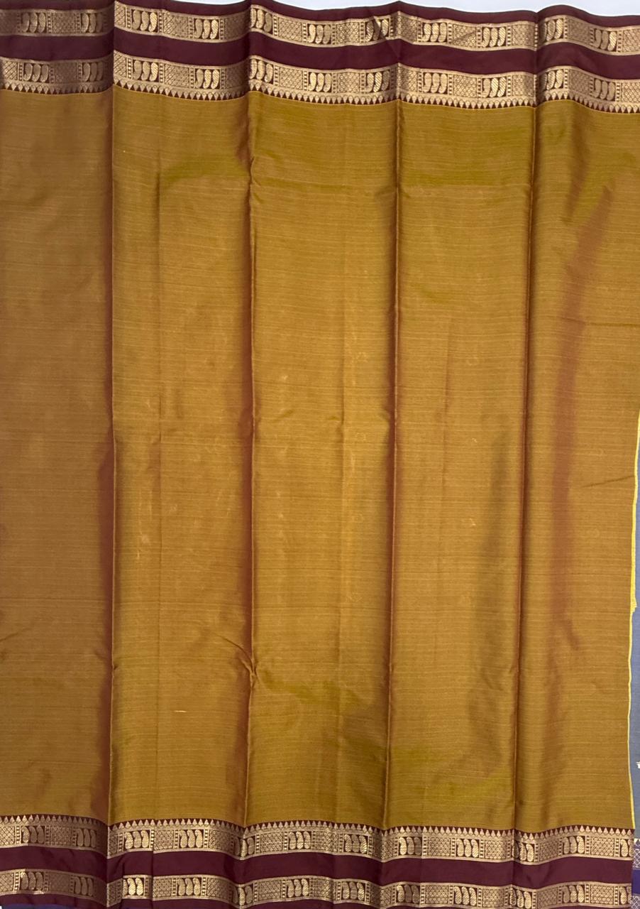 VSAS1488 - dual blue color body, honey brown color pallu , blouse.