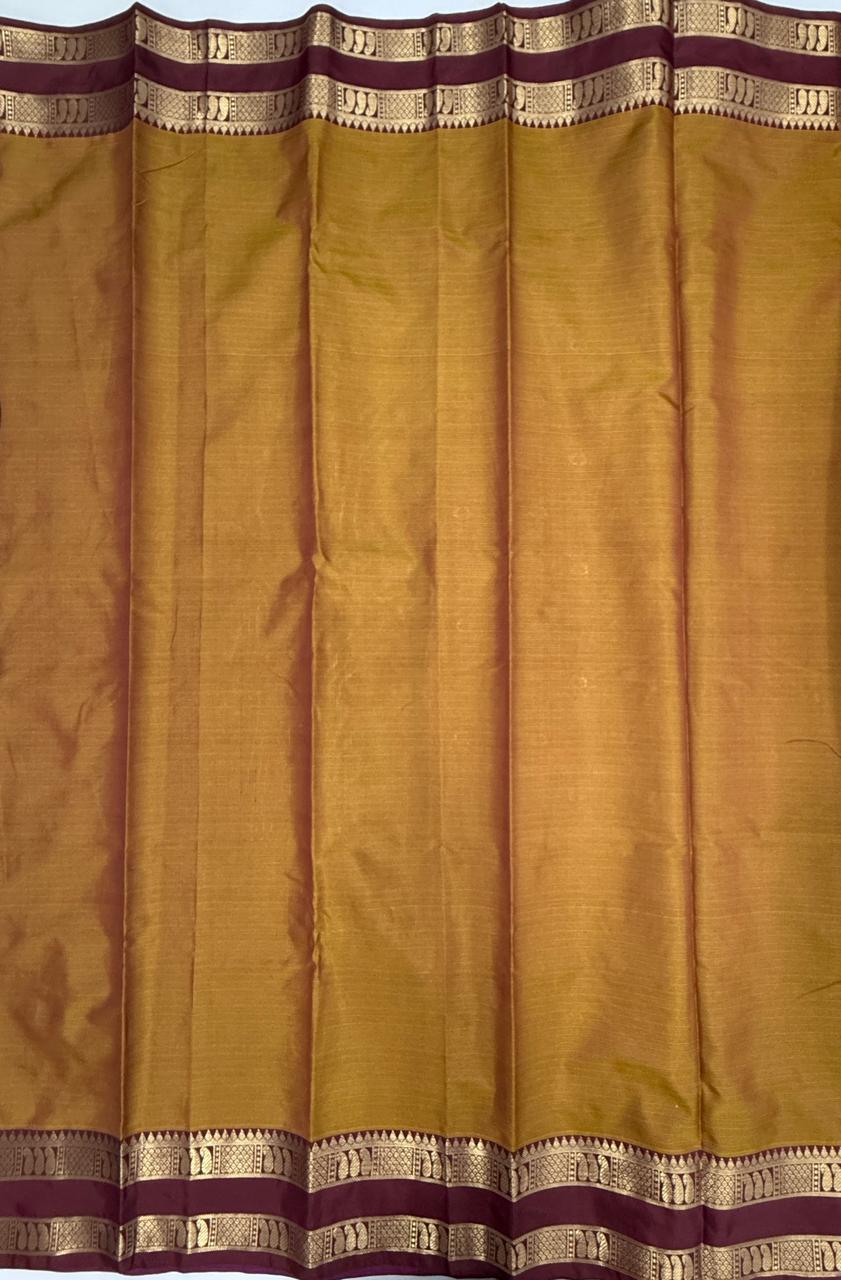 VSAS1489 - dual pink color body, honey color pallu , blouse.