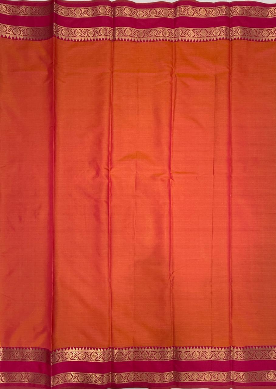 VSAS1490 - yellow color body, pinkish orange color pallu , blouse.