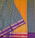 VSAS1491 - dual blue color body, pinkish orange color pallu , blouse.