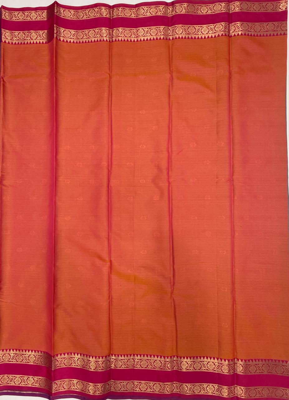 VSAS1491 - dual blue color body, pinkish orange color pallu , blouse.