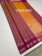 VSAS1492 - dual pink color body, pinkish orange color pallu , blouse.