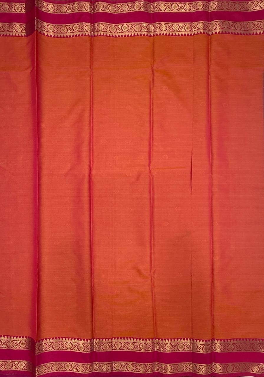 VSAS1493 - dual green color body, pinkish orange color pallu , blouse.