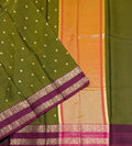 VSAS1494 - mehandi green color body, pinkish orange color pallu , blouse.