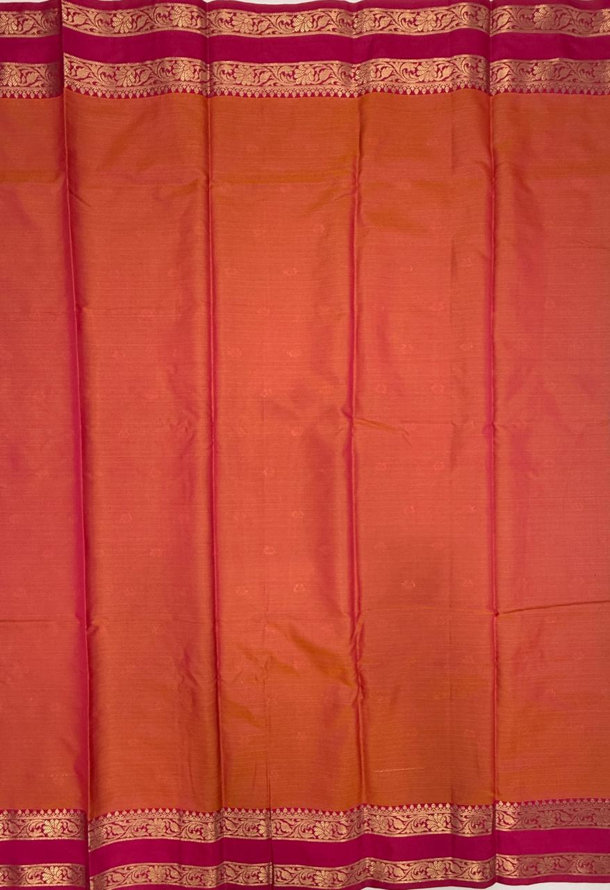 VSAS1495 - dual blue color body, pinkish orange color pallu , blouse.