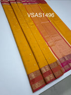VSAS1496 - yellow color body, pinkish orange color pallu , blouse.