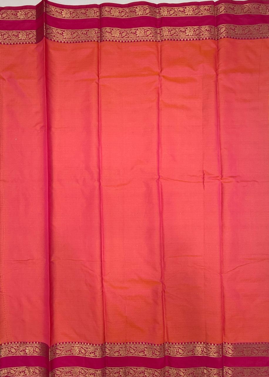 VSAS1496 - yellow color body, pinkish orange color pallu , blouse.