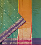 VSAS1497 - dual green color body, pinkish orange color pallu , blouse.