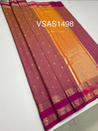 VSAS1498 - dual pink color body, pinkish orange color pallu , blouse.