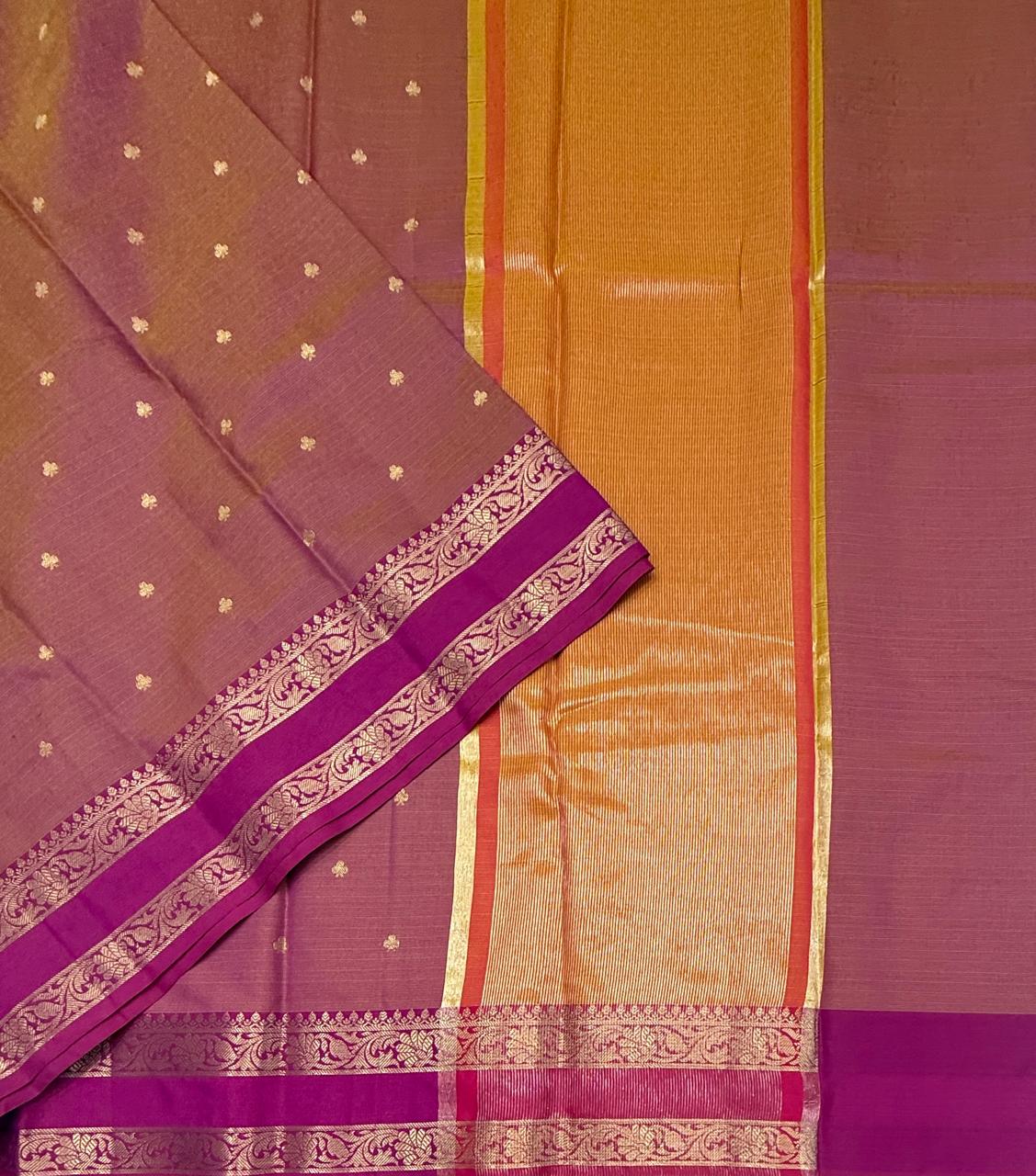 VSAS1498 - dual pink color body, pinkish orange color pallu , blouse.
