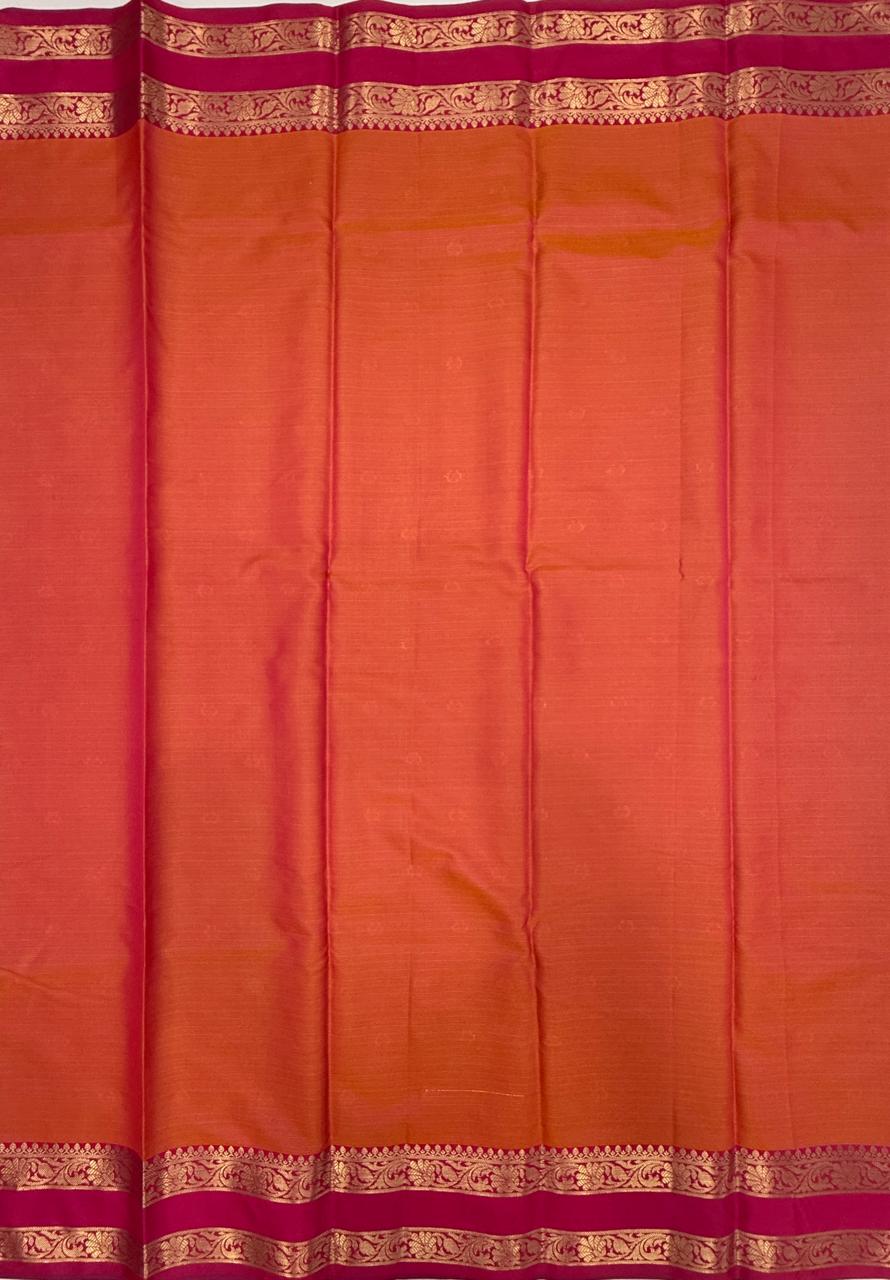 VSAS1497 - dual green color body, pinkish orange color pallu , blouse.