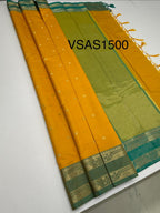 VSAS1500 - yellow color body, dual green color pallu , blouse.