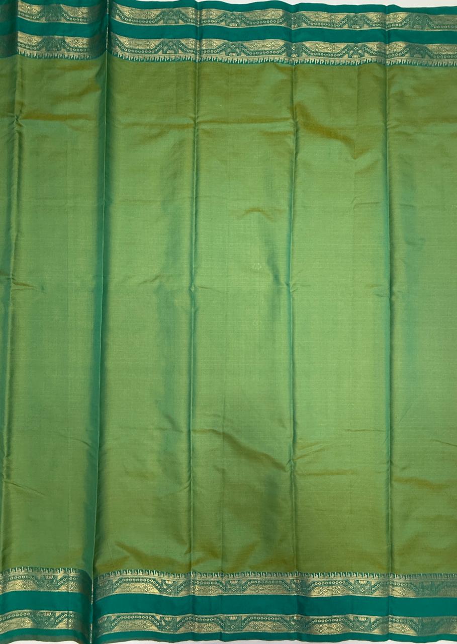 VSAS1500 - yellow color body, dual green color pallu , blouse.