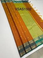 VSAS1502 - honey brown color body, dual green color pallu , blouse.