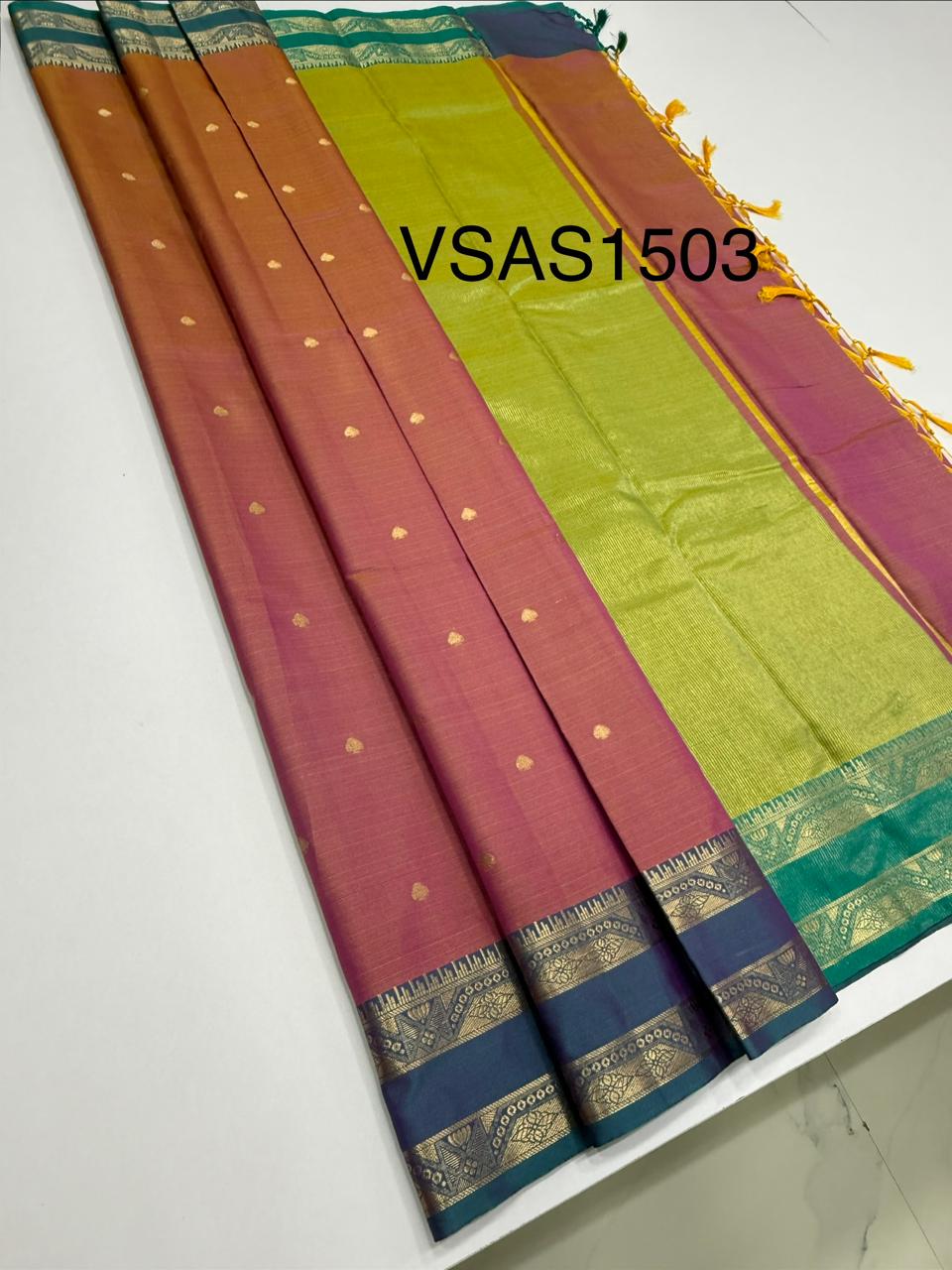 VSAS1503 - dual pink color body, dual green color pallu , blouse.