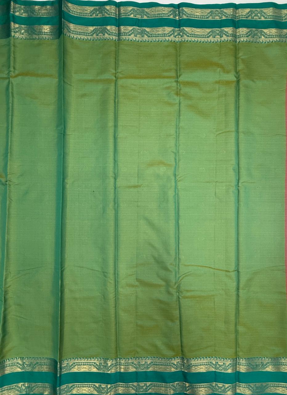 VSAS1502 - honey brown color body, dual green color pallu , blouse.