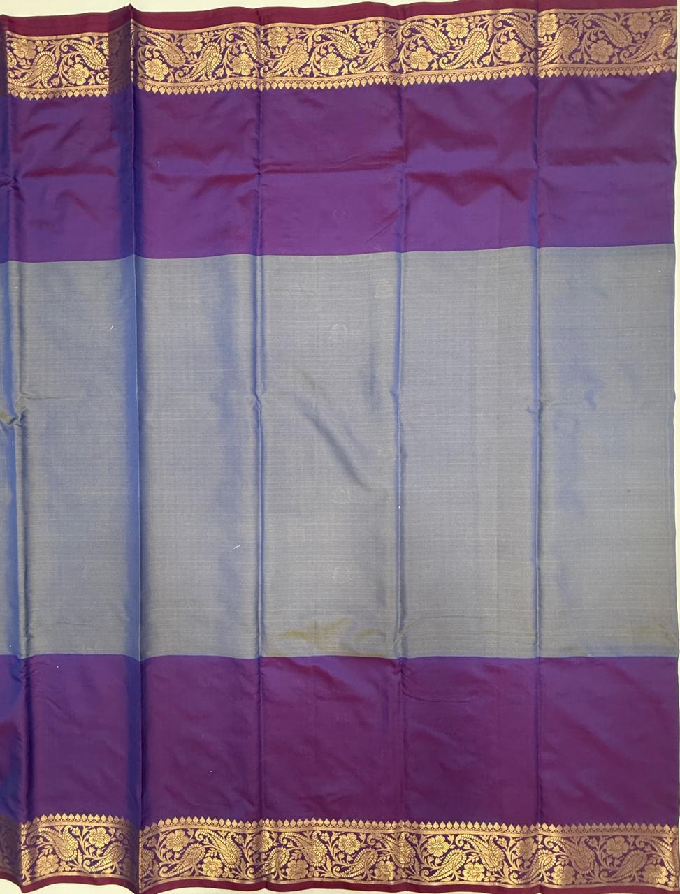VSAS1507 - dual blue with violet color body, pallu , blouse.