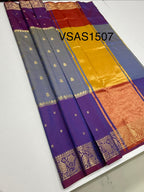 VSAS1507 - dual blue with violet color body, pallu , blouse.
