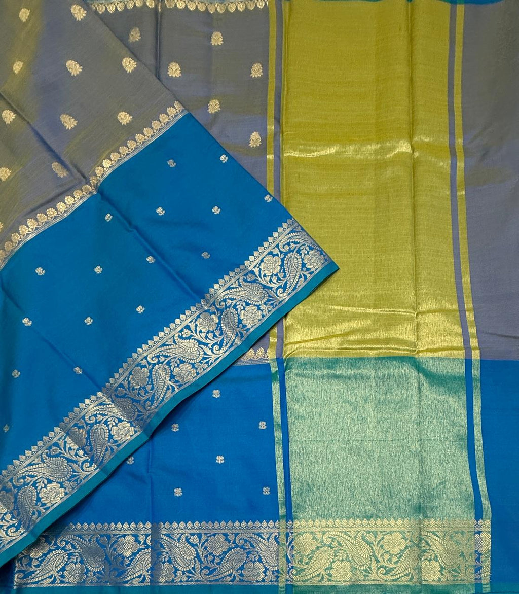 VSAS1509 - dual blue color body, pallu , blouse.