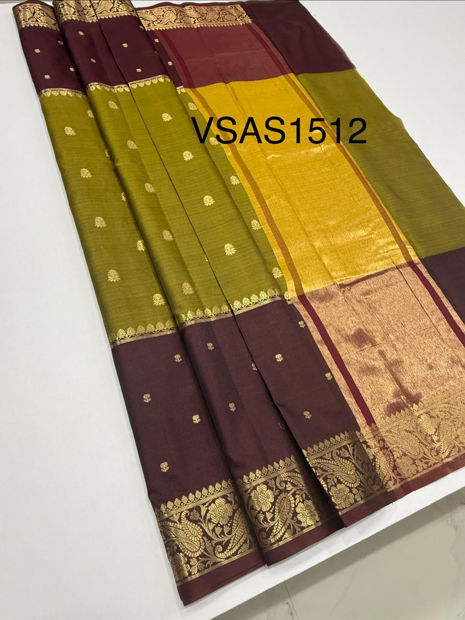 VSAS1512 - mehandi green with brown color body, pallu , blouse.