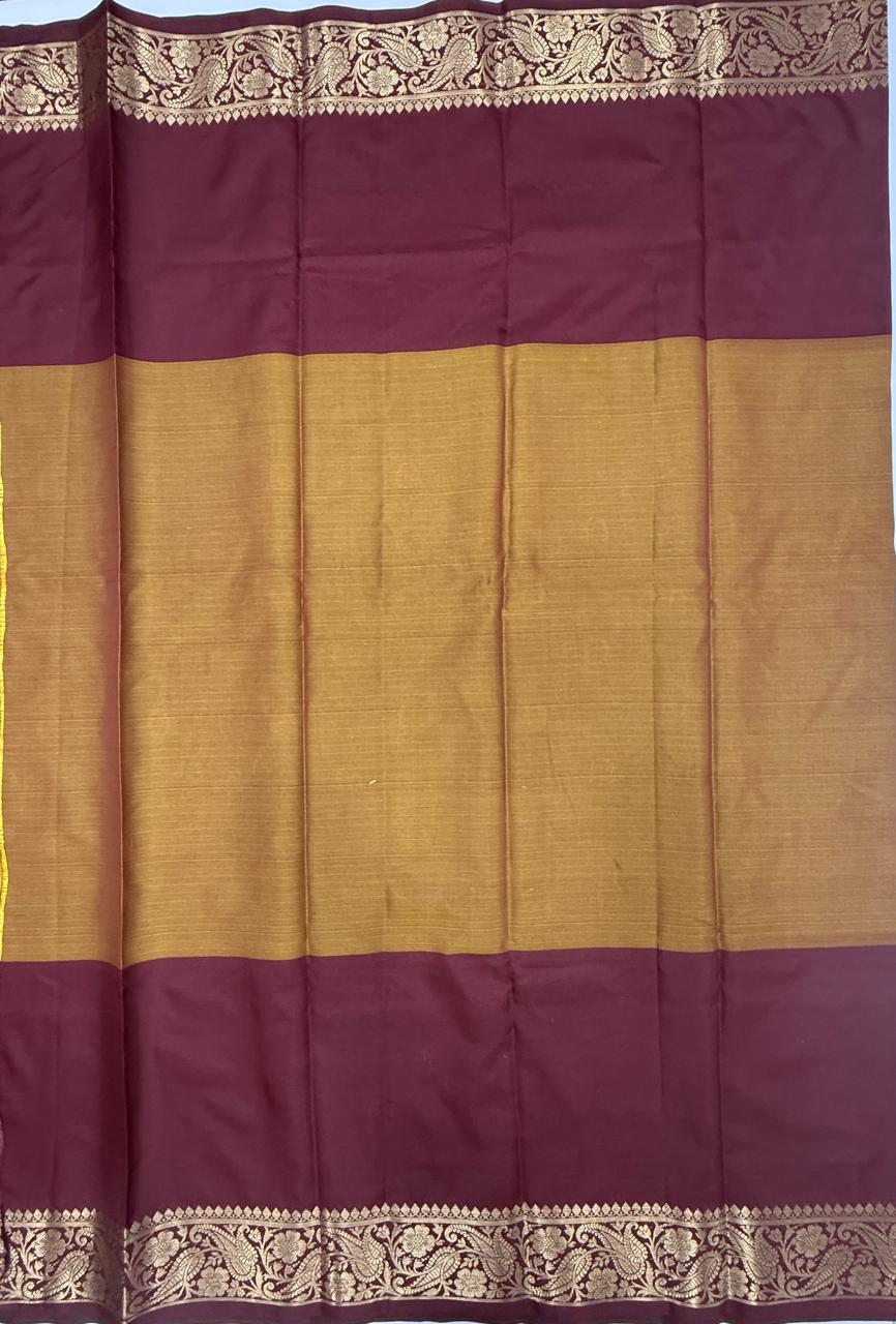 VSAS1513 - honey with maroon color body, pallu , blouse.