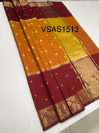 VSAS1513 - honey with maroon color body, pallu , blouse.